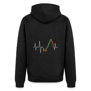 Aktien Rente Dividende Börse - Unisex Premium Bio Zip Hoodie - Schwarz - Hinten - Nico (187cm)