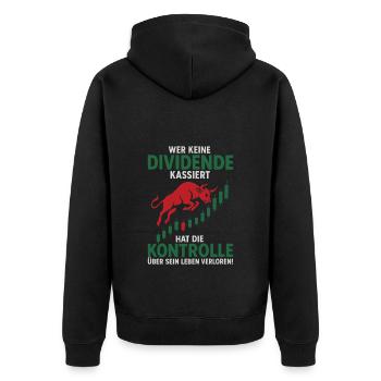 Aktien Rente Dividende Börse - Unisex Premium Bio Zip Hoodie - Schwarz - Hinten - Nico (187cm)