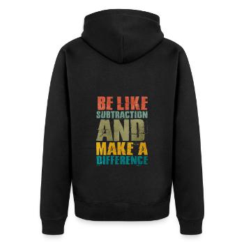 Mathe - Unisex Premium Bio Zip Hoodie - Schwarz - Hinten - Nico (187cm)