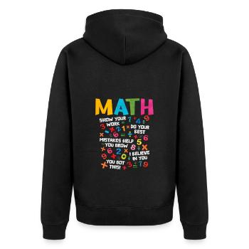 Mathe - Unisex Premium Bio Zip Hoodie - Schwarz - Hinten - Nico (187cm)