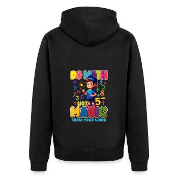 Mathe - Unisex Premium Bio Zip Hoodie - Schwarz - Hinten - Nico (187cm)