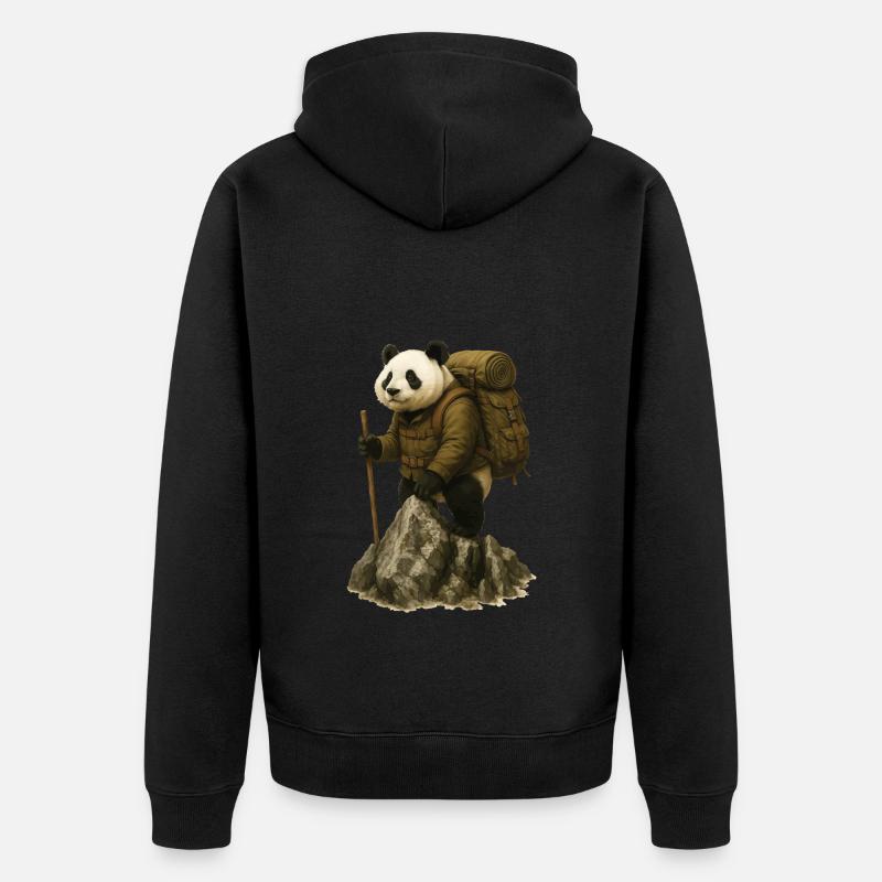 Randonnée Panda - Veste à capuche bio Premium Unisexe - noir