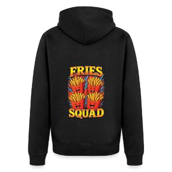 Pommes - Unisex Premium Bio Zip Hoodie - Schwarz - Hinten - Nico (187cm)