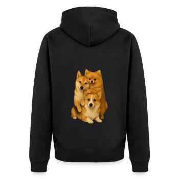 Corgi Shiba Poméranien - Veste à capuche bio Premium Unisexe - noir - Dos - Nico (187cm)