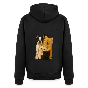 Bouledogue français Poméranien exotique à poil court - Veste à capuche bio Premium Unisexe - noir - Dos - Nico (187cm)