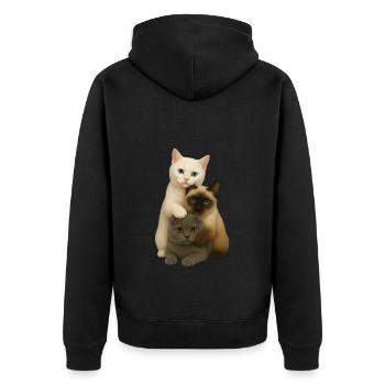 British Shorthair Siamois Fold - Veste à capuche bio Premium Unisexe - noir - Dos - Nico (187cm)