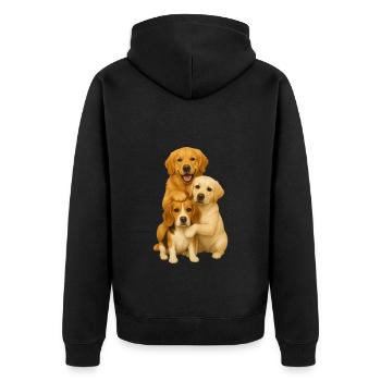 Golden Retriever Labrador Beagle - Unisex Premium Organic Zip Hoodie - black - Back - Nico (187cm)