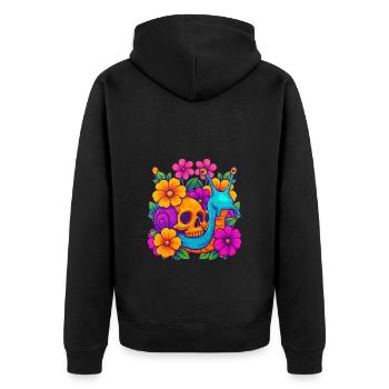 Schnecke - Unisex Premium Bio Zip Hoodie - Schwarz - Hinten - Nico (187cm)