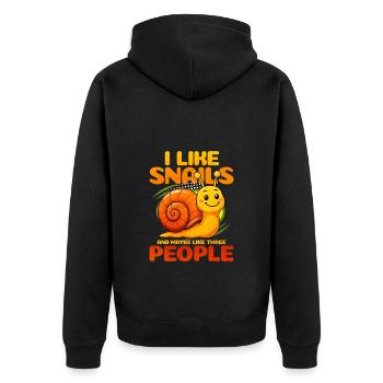 Schnecke - Unisex Premium Bio Zip Hoodie - Schwarz - Hinten - Nico (187cm)