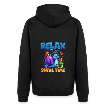 Schnecke - Unisex Premium Bio Zip Hoodie - Schwarz - Hinten - Nico (187cm)