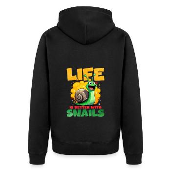 Schnecke - Unisex Premium Bio Zip Hoodie - Schwarz - Hinten - Nico (187cm)