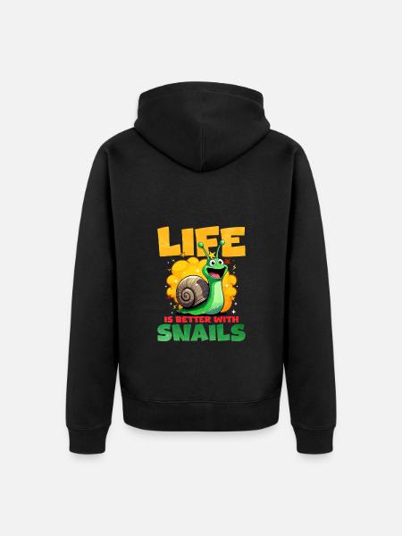 Snail - Unisex Premium Organic Zip Hoodie - black
