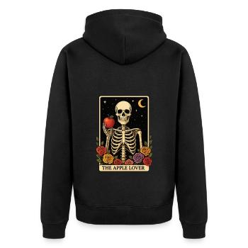 Apfel Tarot - Unisex Premium Bio Zip Hoodie - Schwarz - Hinten - Nico (187cm)