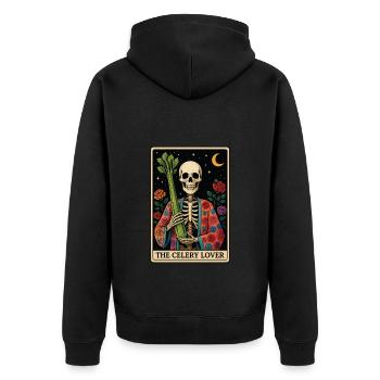 Sellery Tarot - Unisex Premium Bio Zip Hoodie - Schwarz - Hinten - Nico (187cm)