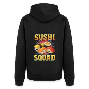 Sushi - Unisex Premium Bio Zip Hoodie - Schwarz - Hinten - Nico (187cm)