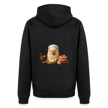 Pomeranian Baking Cake Cookies - Unisex Premium Organic Zip Hoodie - black - Back - Nico (187cm)