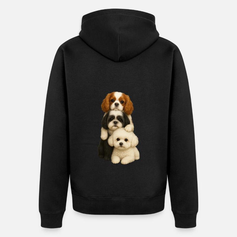 Chien Chiens Chiens mignons - Veste à capuche bio Premium Unisexe - noir