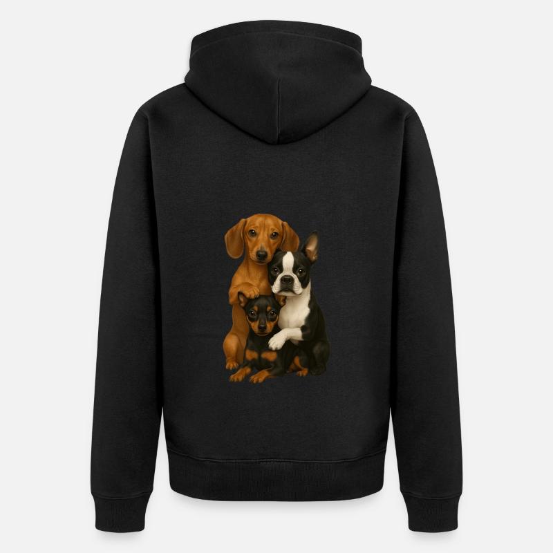Chien Chiens Chiens mignons - Veste à capuche bio Premium Unisexe - noir