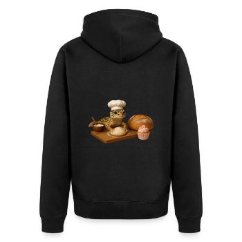 Leopard Gecko Baking Cake Bread - Unisex Premium Organic Zip Hoodie - black - Back - Nico (187cm)