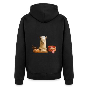 Llama Baking Cake Bread - Unisex Premium Organic Zip Hoodie - black - Back - Nico (187cm)