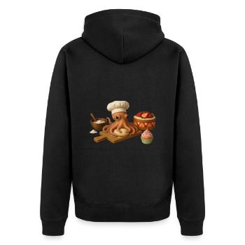 Octopus Baking Cake Bread - Unisex Premium Organic Zip Hoodie - black - Back - Nico (187cm)