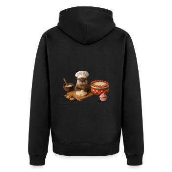 Otter Baking Cake Bread - Unisex Premium Organic Zip Hoodie - black - Back - Nico (187cm)