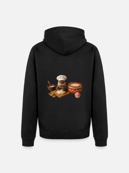 Otter Baking Cake Bread - Unisex Premium Organic Zip Hoodie - black