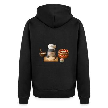 Shark Baking Cake Bread - Unisex Premium Organic Zip Hoodie - black - Back - Nico (187cm)