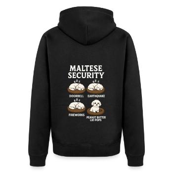 Malteser - Unisex Premium Bio Zip Hoodie - Schwarz - Hinten - Nico (187cm)