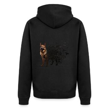 Deutscher Schäferhund - Unisex Premium Bio Zip Hoodie - Schwarz - Hinten - Nico (187cm)