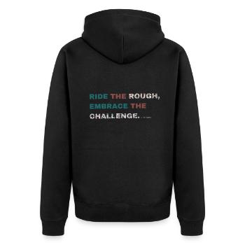Gravel, Mountainbike, Leidenschaft, Radfahren - Unisex Premium Bio Zip Hoodie - Schwarz - Hinten - Nico (187cm)