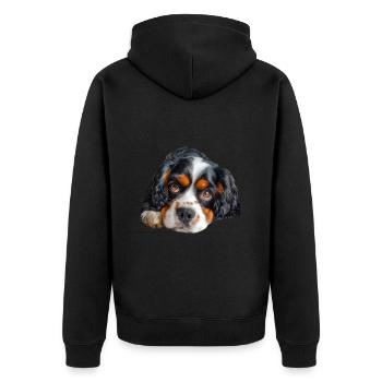 Cavalier King Charles - Unisex Premium Bio Zip Hoodie - Schwarz - Hinten - Nico (187cm)
