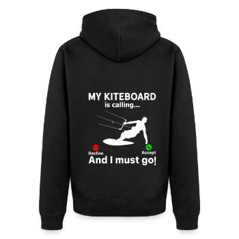 Ma planche de kitesurf m’appelle... Et je dois partir... - Veste à capuche bio Premium Unisexe - noir - Dos - Nico (187cm)