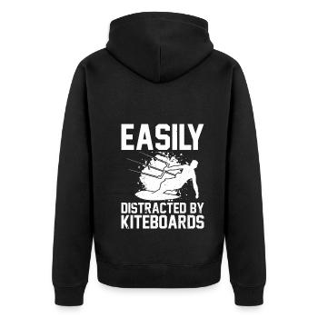 Kiteboarding - Easily distracted by Kiteboards - Unisex Premium Organic Zip Hoodie - black - Back - Nico (187cm)