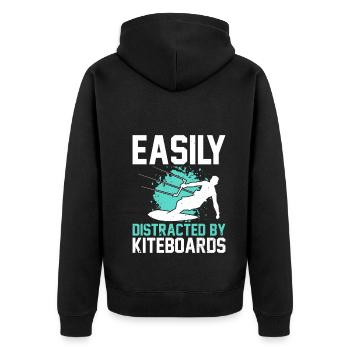 Kitesurfer - Easily distracted by Kiteboards - Unisex Premium Organic Zip Hoodie - black - Back - Nico (187cm)