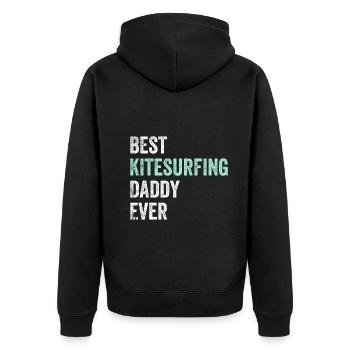 Best Kitesurfing Daddy Ever - Kitesurfer Daddy - Unisex Premium Bio Zip Hoodie - Schwarz - Hinten - Nico (187cm)