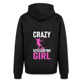 Kiteboarding Kitesurfer - Crazy Kitesurfing girl - Veste à capuche bio Premium Unisexe - noir - Dos - Nico (187cm)