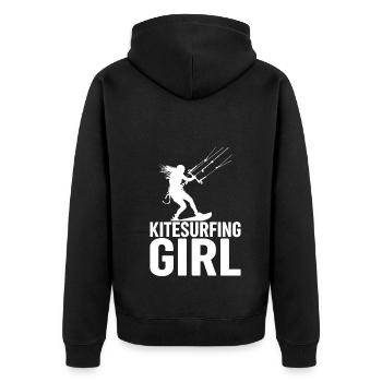 Kitesurfing girl - Kiteboarding Kitesurfer - Unisex Premium Bio Zip Hoodie - Schwarz - Hinten - Nico (187cm)