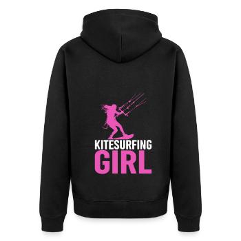 Kiteboarding Kitesurfer - Kitesurfing girl - Unisex Premium Bio Zip Hoodie - Schwarz - Hinten - Nico (187cm)