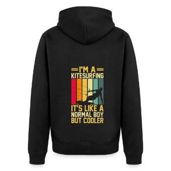 I'm a Kitesurfing Boy It's Like a Normal Boy but - Unisex Premium Bio Zip Hoodie - Schwarz - Hinten - Nico (187cm)