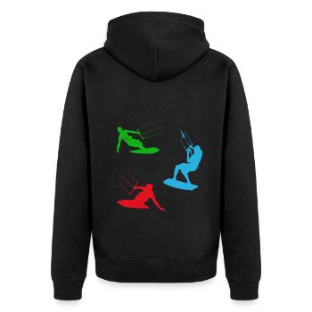Watersports Kiteboarding Kitesurfer Kitesurfing - Unisex Premium Bio Zip Hoodie - Schwarz - Hinten - Nico (187cm)