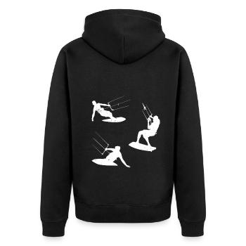 Kitesurfing Watersports Kiteboarding Kitesurfer - Unisex Premium Bio Zip Hoodie - Schwarz - Hinten - Nico (187cm)