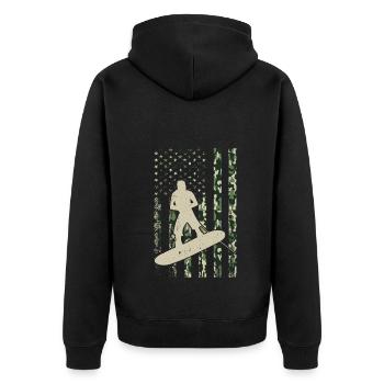 Wakeboarding US Flag Wakeboarding Wakesurfing - Unisex Premium Bio Zip Hoodie - Schwarz - Hinten - Nico (187cm)