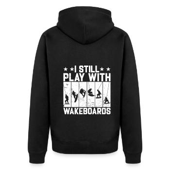 Je joue toujours avec des wakeboards - Wakeboard - Veste à capuche bio Premium Unisexe - noir - Dos - Nico (187cm)
