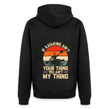 Funny Kayaking Quotes - Kayaker - Unisex Premium Bio Zip Hoodie - Schwarz - Hinten - Nico (187cm)