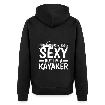 Kayak drôle - Je déteste être sexy mais je suis un - Veste à capuche bio Premium Unisexe - noir - Dos - Nico (187cm)