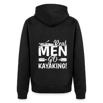 Watersports Kayaking Kayaker - Real men go - Unisex Premium Bio Zip Hoodie - Schwarz - Hinten - Nico (187cm)