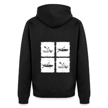 Watersports Kayaking Silhouette Canoeing Kayaker - Unisex Premium Bio Zip Hoodie - Schwarz - Hinten - Nico (187cm)