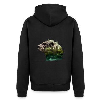 Otter - Unisex Premium Bio Zip Hoodie - Schwarz - Hinten - Nico (187cm)