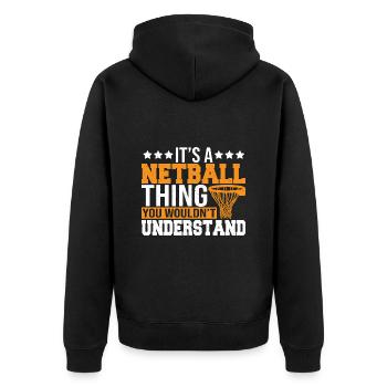 Love Netball Netball Player Gift - Unisex Premium Organic Zip Hoodie - black - Back - Nico (187cm)